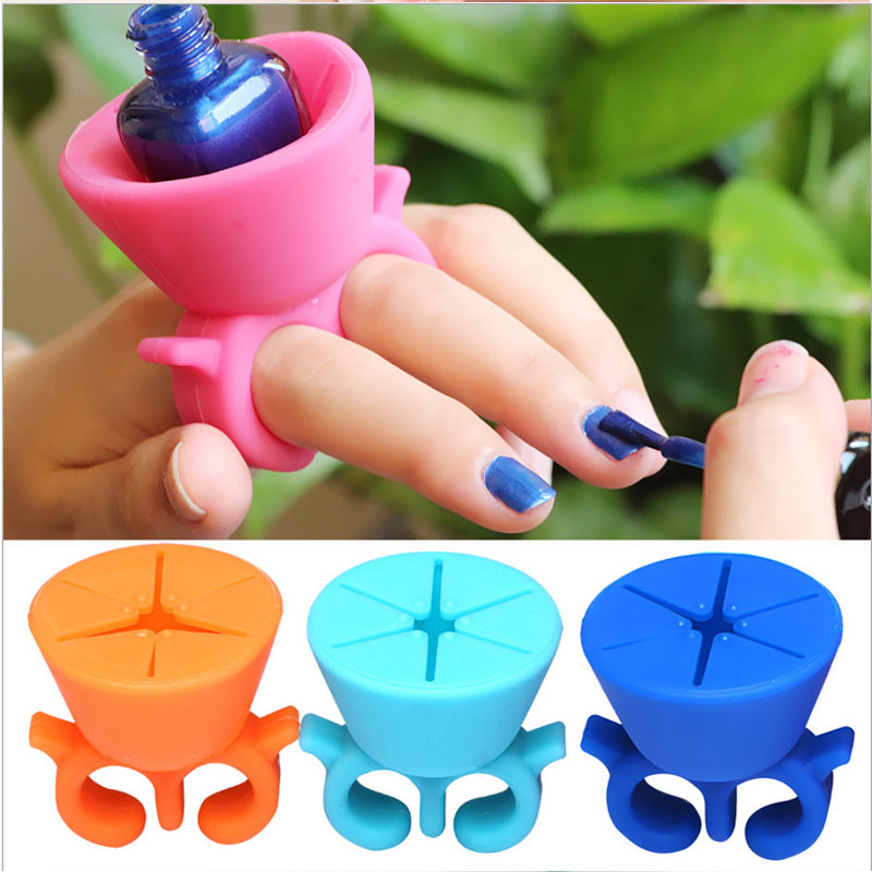 Draagbarenagellakhouder ringnagelpolijstgereedschapnagelaccessoires siliconennagelfles set voor eenvoudige reiniging