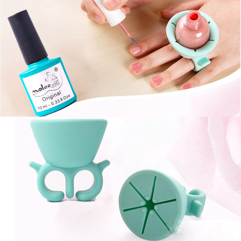 Draagbarenagellakhouder ringnagelpolijstgereedschapnagelaccessoires siliconennagelfles set voor eenvoudige reiniging