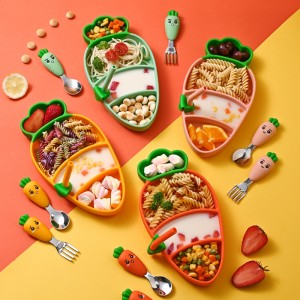 Radijs Dinner Plate Siliconen Kinderen \\\\\\\\\\\\\'s Bowl Suction Cup Children \\\\\\\\\\\\\'s AFBEELDE BABY AUXILIAAR VOEDSEL VOEDSELKOOL Compartimental