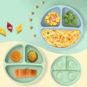 Siliconenkinderen \\\\ \'s Dinnar Plate Suction Cup Integrated Compartimentalized Silicone Dinner Bord