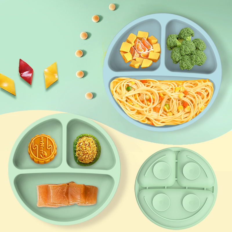Siliconenkinderen \\ 's Dinnar Plate Suction Cup Integrated Compartimentalized Silicone Dinner Bord