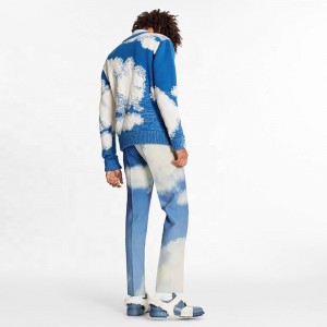 Vigor kledingstuk aangepaste heren trui fabrikant dik gebreide jacquard truien colorblock wollen trui voor man