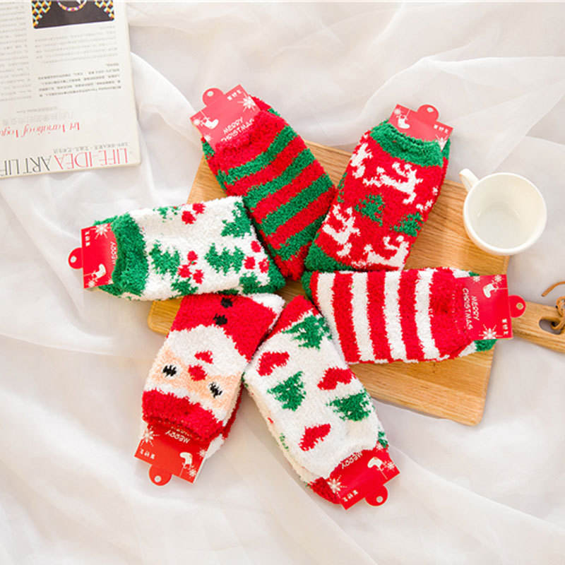 Nieuwe anti slip indoor gezellige zachte aangepaste warme, pluizige fuzzy kerstsokken