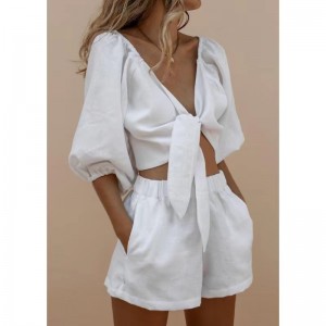 Vrouwen veter up top voor Shorts Set