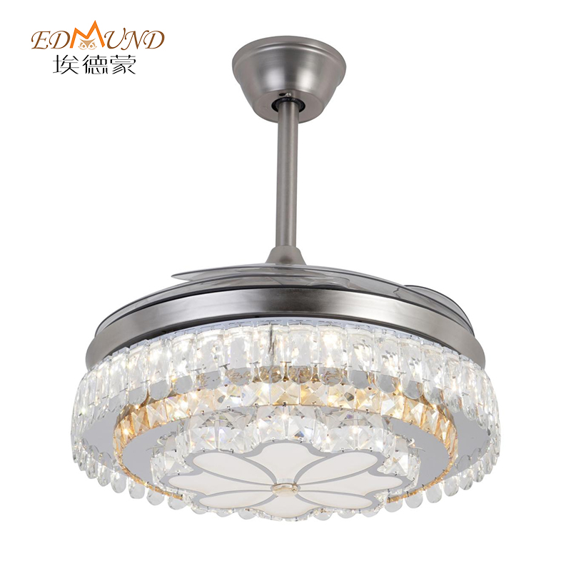 K016 Kroonluchter plafondventilator met licht met afgelegen 42 inch 3 kleur met luidspreker kristalventilator kroonluchter