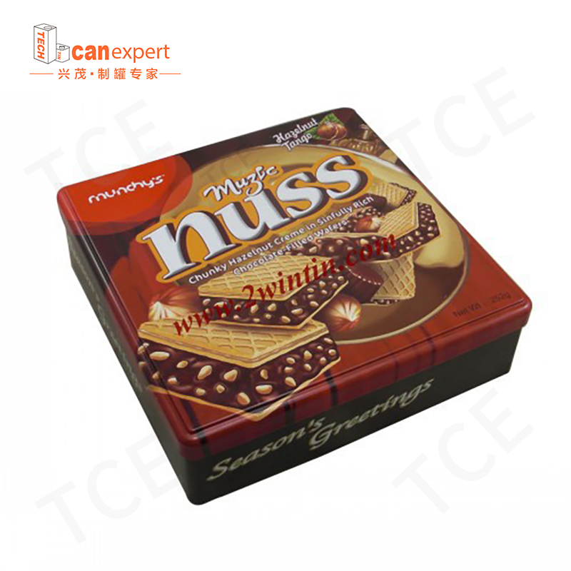 TCE- NIEUWE PRODUCTEN Vierkant metaal Cookie Biscuit Tin 0,28 mm Tijnplaat