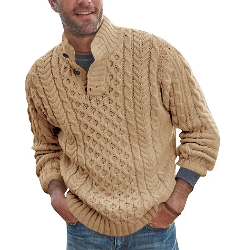 De acryl van de Acryl Stand Collar -pullover van mannen wintermode knoppen trui
