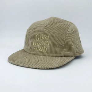 5 Paneel ongestructureerde corduroy zachte snapback dop met stof op maat gemaakt borduursellogo