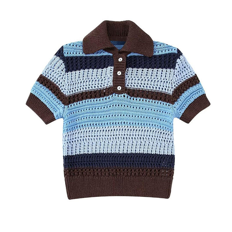 Vrouwen Spring Summer Fashion Jacquard Mesh Knitted Sweater