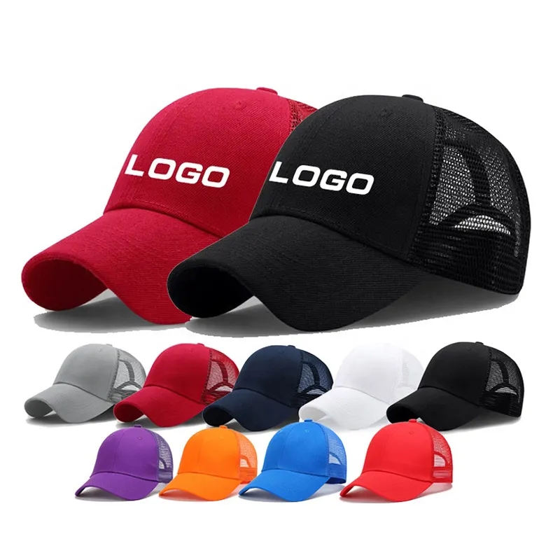 Aanpasbaar OEM Logo Summer Mesh Baseball Cap Baseball Cap unisex mesh hoed voor mannen vrouwen