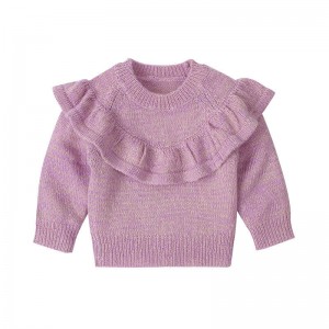 Baby kleding meisjes lange mouw gebreide ruches trui massieve kleurbreienpatronen babymeisjes truien