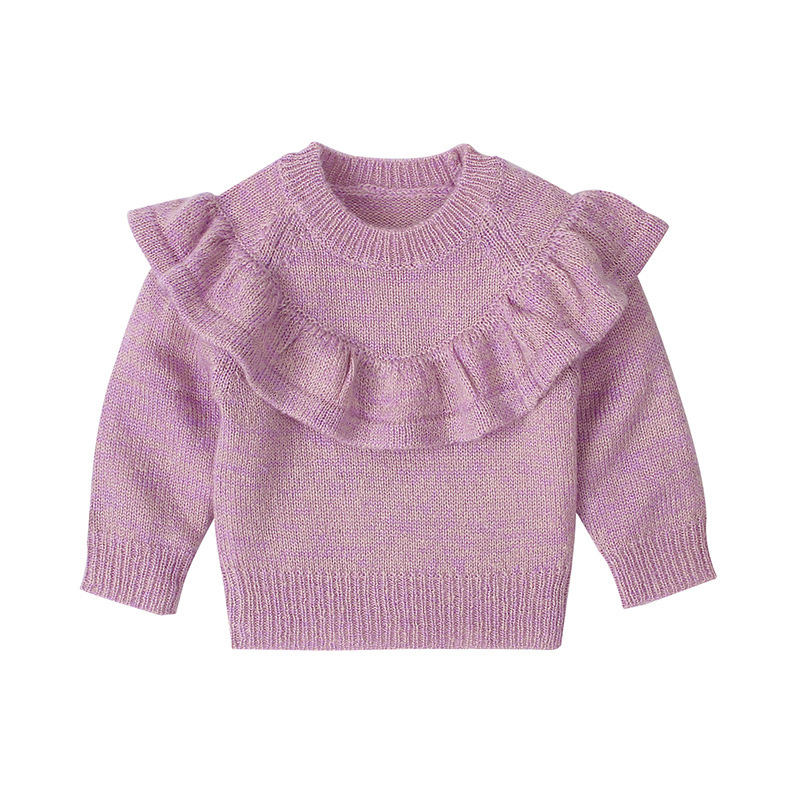 Baby kleding meisjes lange mouw gebreide ruches trui massieve kleurbreienpatronen babymeisjes truien