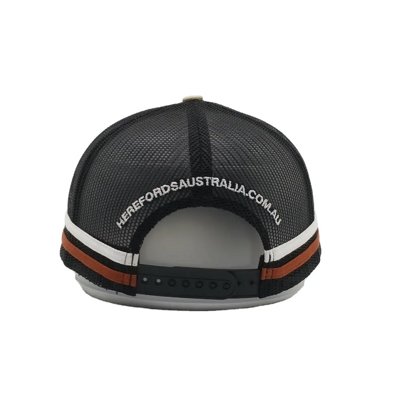 Aangepaste spraakmakende Australische Country Trucker Caps, 2 Side Stripe Mesh Trucker Cap, Striped Trucker HA
