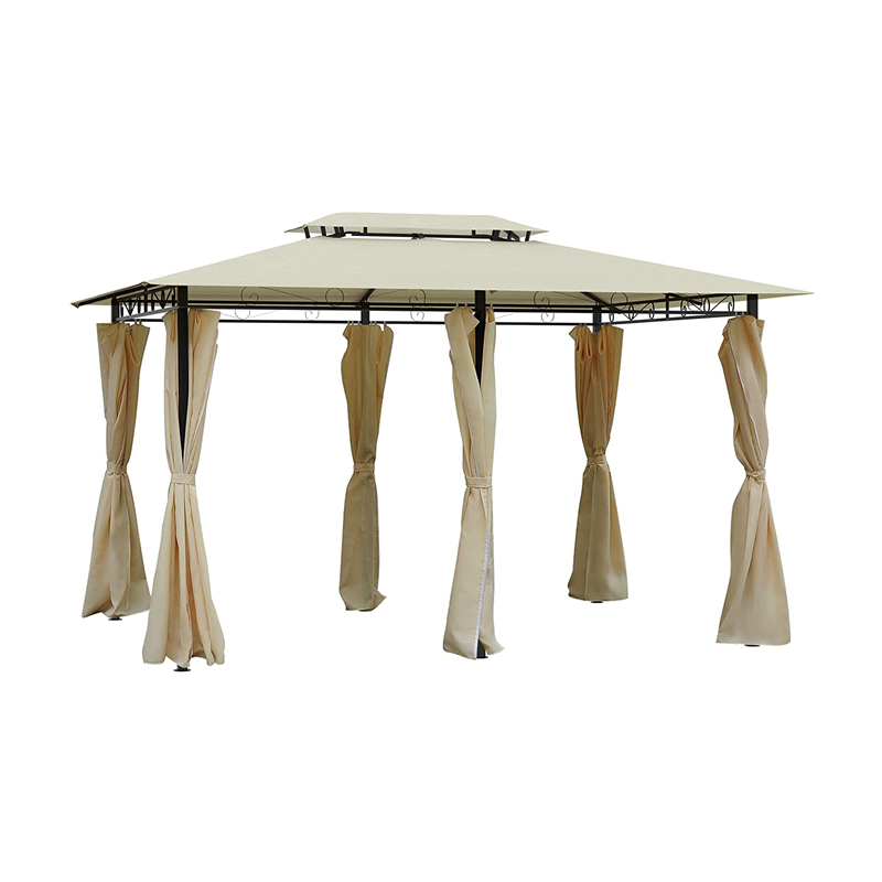 10 \\ 'x 13 \\' Outdoor Soft Top Gazebo pergola met gordijnen, 2-laags stalen frame tuinhuisje voor patio, crème wit