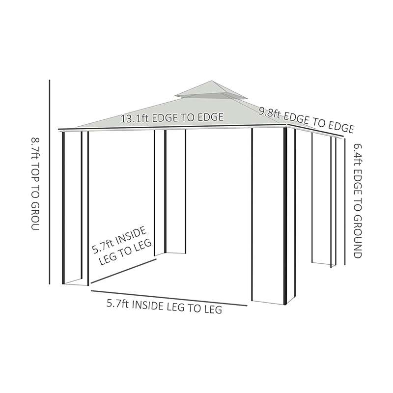 10 \\ 'x 13 \\' Outdoor Soft Top Gazebo pergola met gordijnen, 2-laags stalen frame tuinhuisje voor patio, crème wit