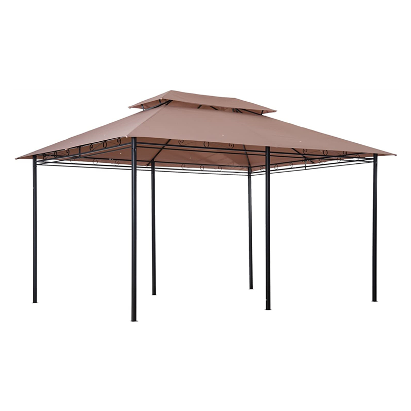 10 \\ 'x 13 \\' Outdoor Soft Top Pergola Gazebo met gordijnen, 2-laags stalen frame tuinhuisje voor patio, kaki