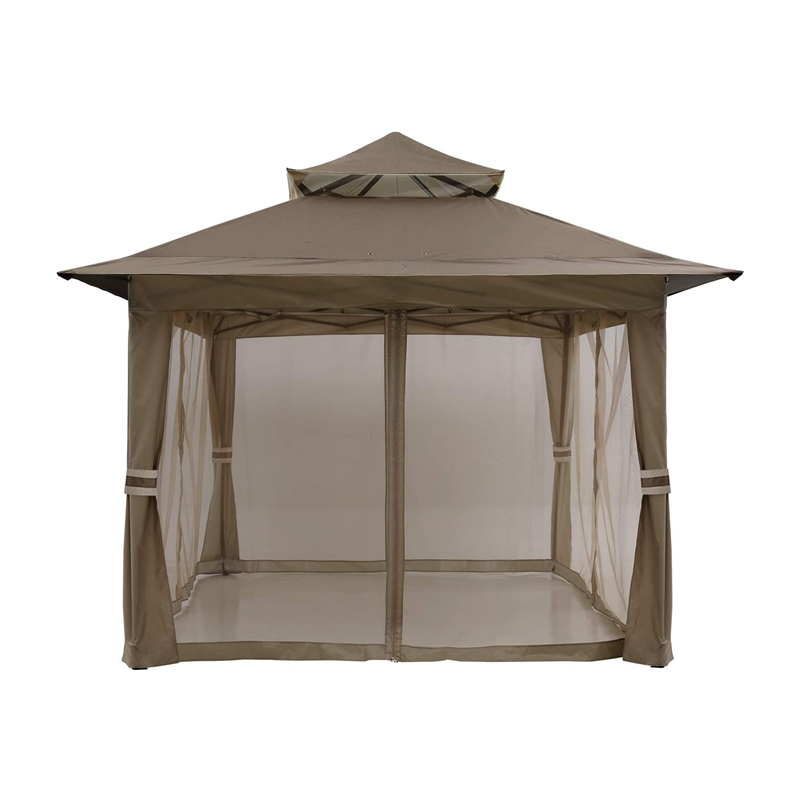 Tuinvoorraden Pergola aluminium outdoor Gazebo Outdoor Activity gebruiken met muggennet, chocolade