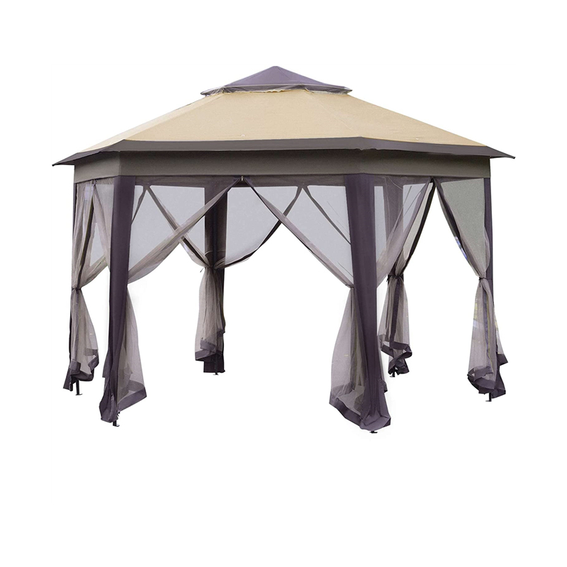 13 \\ 'x 13 \\' Pop-up tuinhuisje hexagonale luifel met 6 ritsheersgaas, 2-laags dakgebeurtenis tent met sterk stalen frame