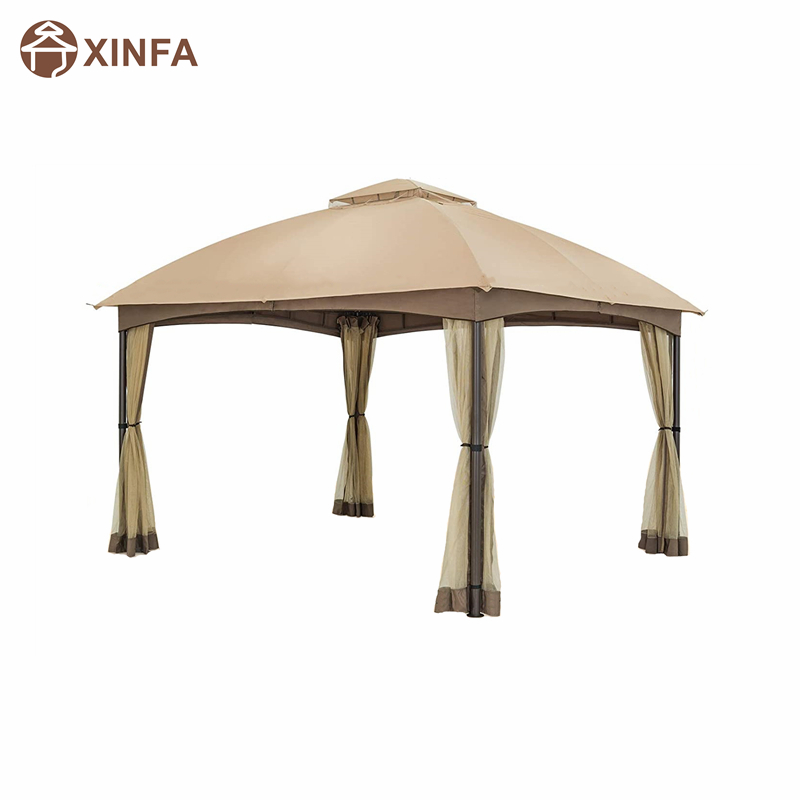 10x 12 Patio Dome Gazebo W/mosquito-net, tweekleer geventileerde top voor achtertuin tuin gazon