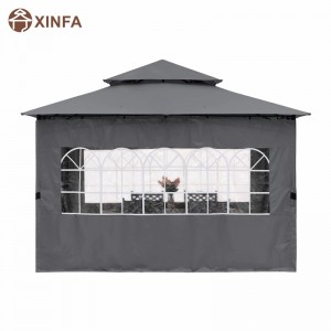 10\'x10 ’outdoor yazebo voor patio met kerkraam zijwanden, grijs