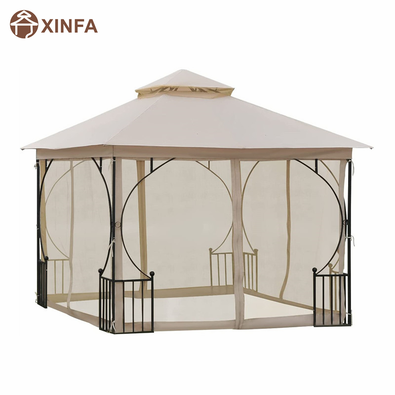 10 \\ 'x 10 \\' stalen buitentuin gazebo luifel met mesh -netwanden en een dakbestendig tegen UV -stralen