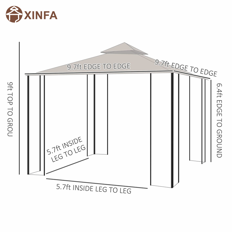 10 \\ 'x 10 \\' stalen buitentuin gazebo luifel met mesh -netwanden en een dakbestendig tegen UV -stralen