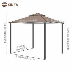 10 \\\\ \'x 10 \\\\\' Outdoor Patio Gazebo Luifel Tent met gaashywalls, 2-laags bladerdak voor achtertuin, koffie