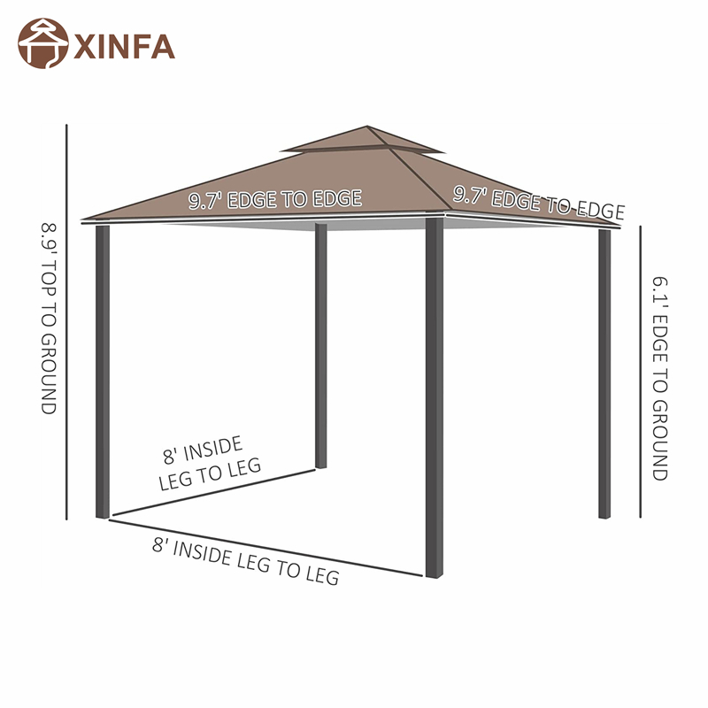 10 \\ 'x 10 \\' Outdoor Patio Gazebo Luifel Tent met gaashywalls, 2-laags bladerdak voor achtertuin, koffie