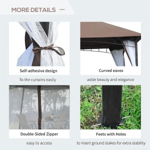 10 \\\\ \'x 10 \\\\\' Outdoor Patio Gazebo Luifel Tent met gaashywalls, 2-laags bladerdak voor achtertuin, koffie