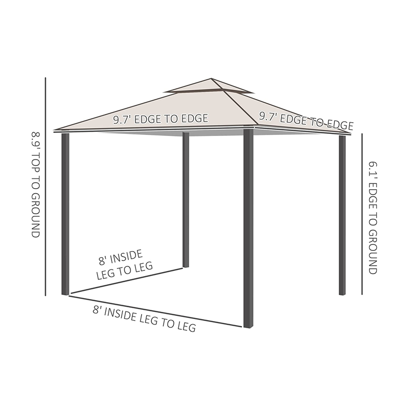 10 \\ 'x 10 \\' Outdoor Patio Gazebo Luifel Tent met gaashywalls, 2-laags baldakijn voor achtertuin, beige