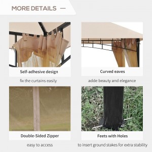 10 \\\\ \'x 10 \\\\\' Outdoor Patio Gazebo Luifel Tent met gaashywalls, 2-laags baldakijn voor achtertuin, beige