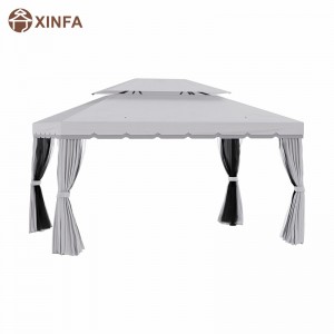 10 \\\\ \'x 13 \\\\\' Patio Gazebo Double Dak Outdoor Gazebo Luifel onderdak metnetten&gordijnen, grijs