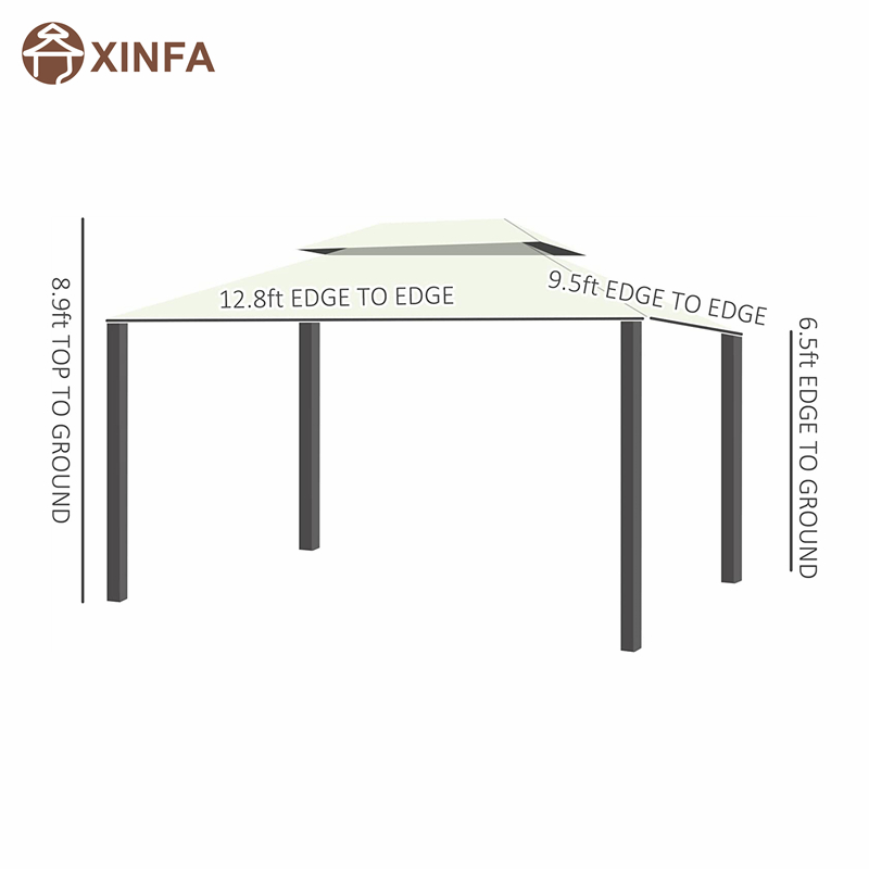 10 \\ 'x 13 \\' Patio Gazebo Double Dak Outdoor Gazebo Luifel onderdak metnetten&gordijnen, lichtgeel