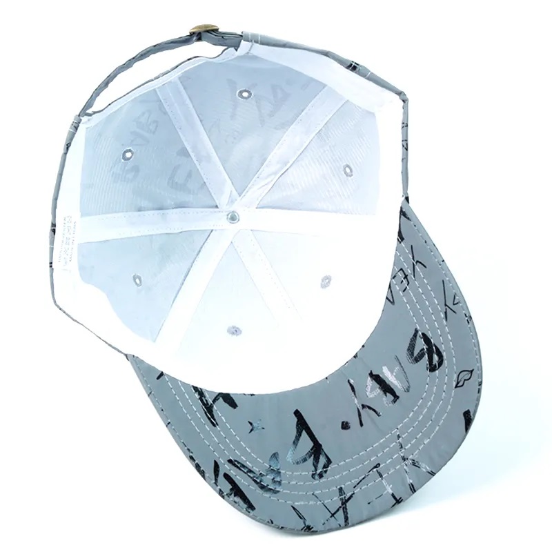 Lage moq goedkoop op maat populaire ongestructureerde honkbalhoeden donkergrijze reflecterende hoeden honkbal pet voor man