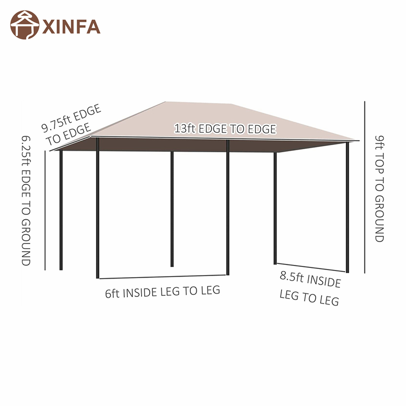 10 \\ 'x 13 \\' Outdoor Patio Gazebo Canopy Shelter met 6 verwijderbare zijwanden, Khaki