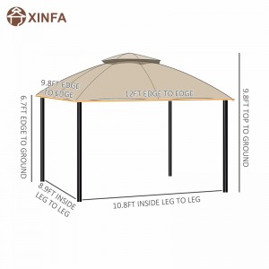 12 \\\\ \'x 10 \\\\\' 2-niveau outdoor Gazebo luifel tent voor patio met ritsheersgaas, beige, beige