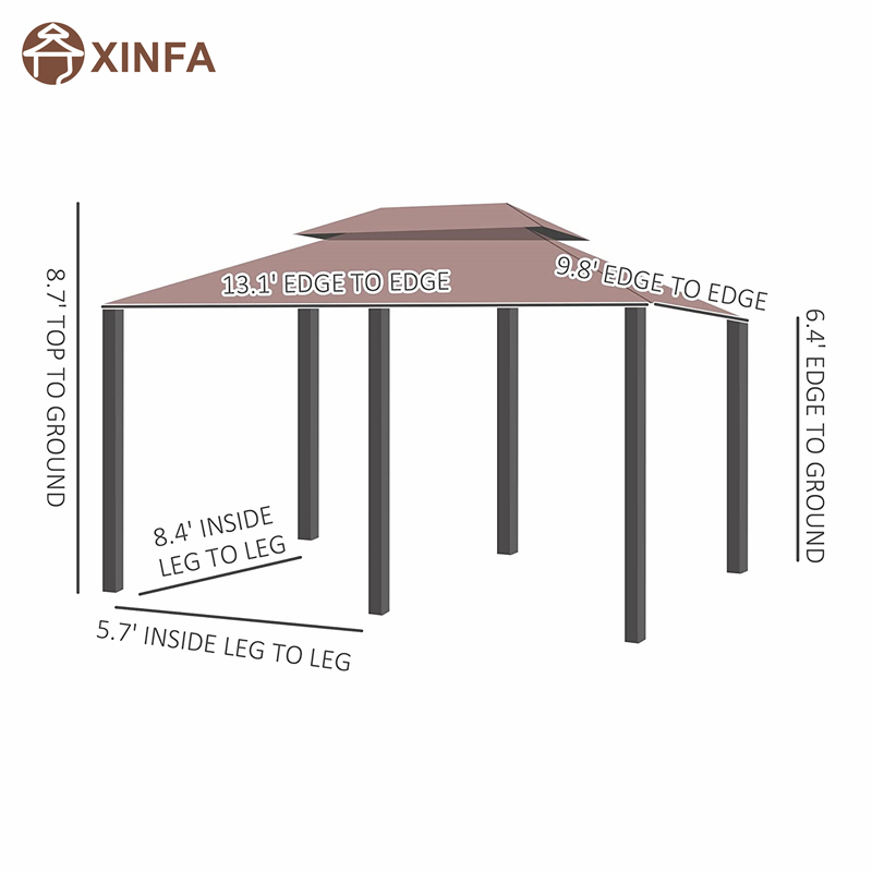 10 \\ 'x 13 \\' Outdoor Soft Top Pergola Gazebo met gordijnen, 2-laags stalen frame tuinhuisje voor patio, kaki
