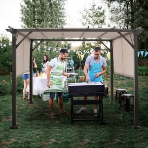 10 \\\\ \'x 10 \\\\\' Outdoor Pergola, terrasmeubilair schaduwstructuur, buitenstalen pergola gazebo met intrekbare luifeltinten
