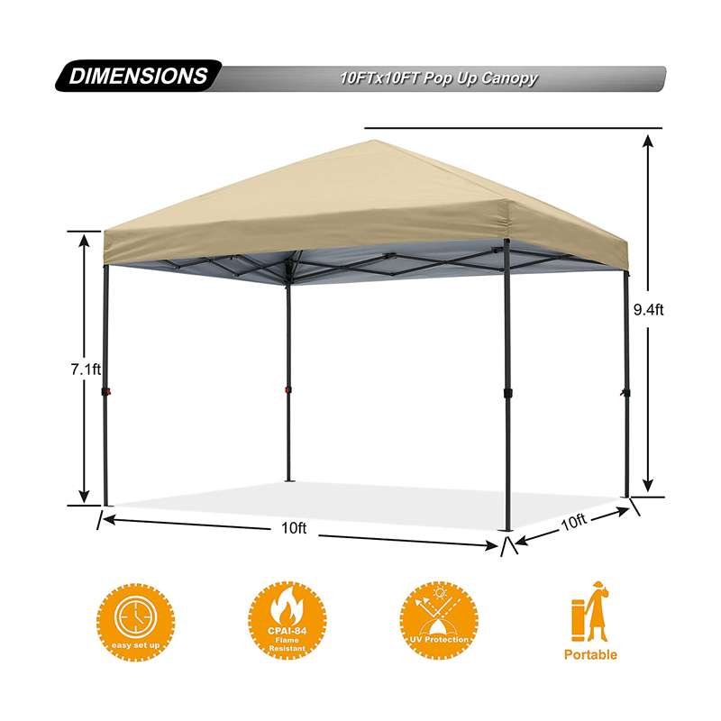 Duurzaam gemakkelijke stabiele 10x 10 ft pop -up strand buitenluifel tent