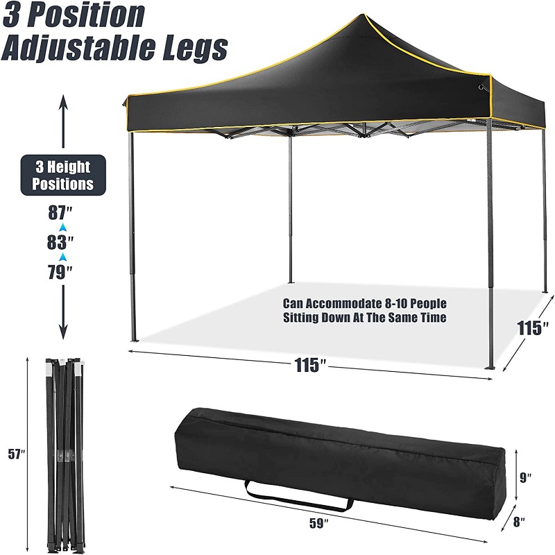 10x 10 pop -up canopy tent commercieel instant gazebo waterdichte luifel tent voor feesten camping zwart