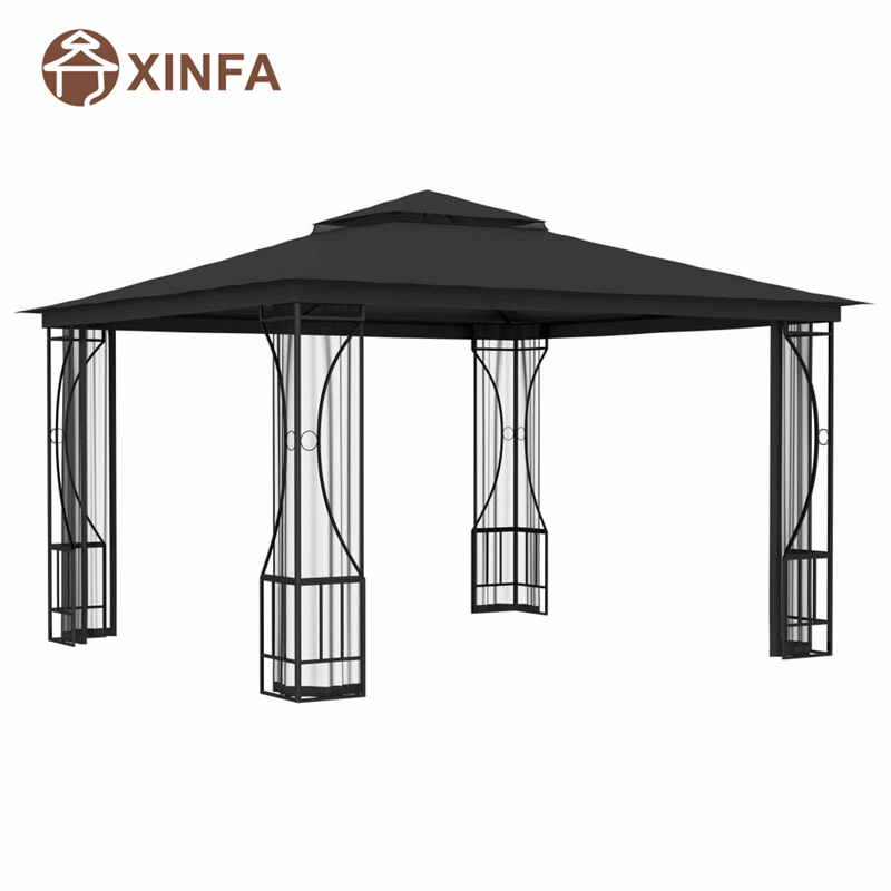 Buiten Gazebo Luifel Tuint Waterdichte tuinhuisjes met zwarte vierzijdig muggennet, zwart