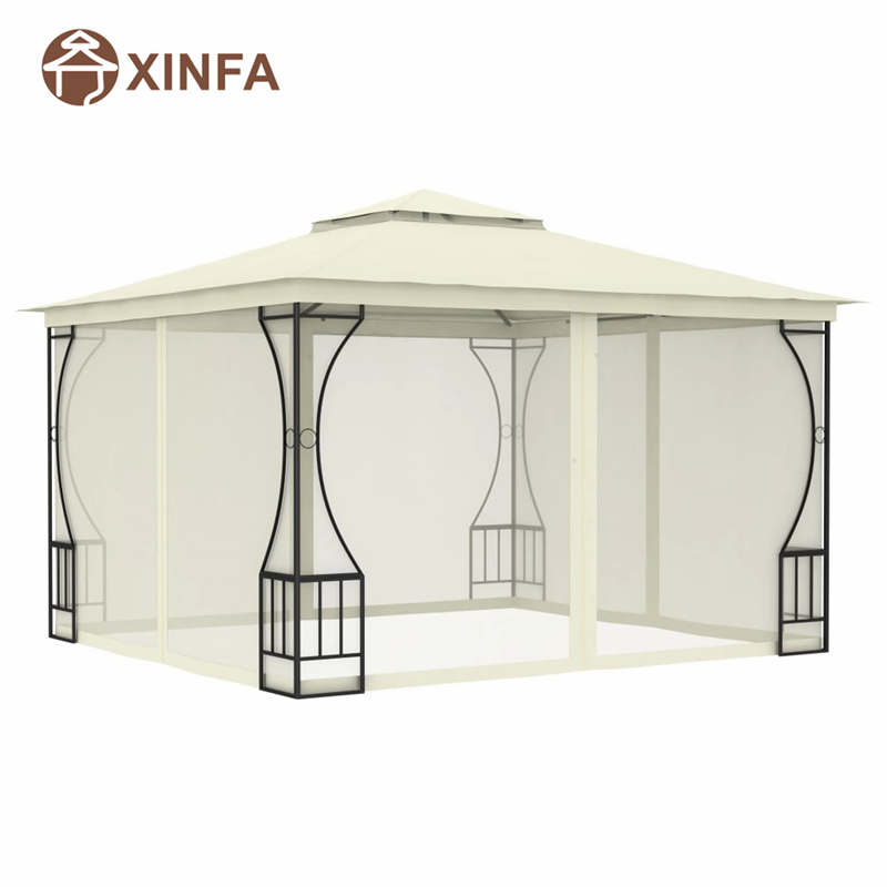 Buiten Gazebo luifel Tuint Waterdichte tuinhuisjes met zwarte vierzijdig muggennet, wit, wit