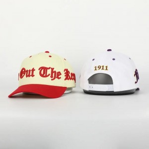 Aangepaste hoogwaardige 5 paneel gebogen randkatkasbalkap, 3D -borduurbuien Logo Structured Dad Hoed