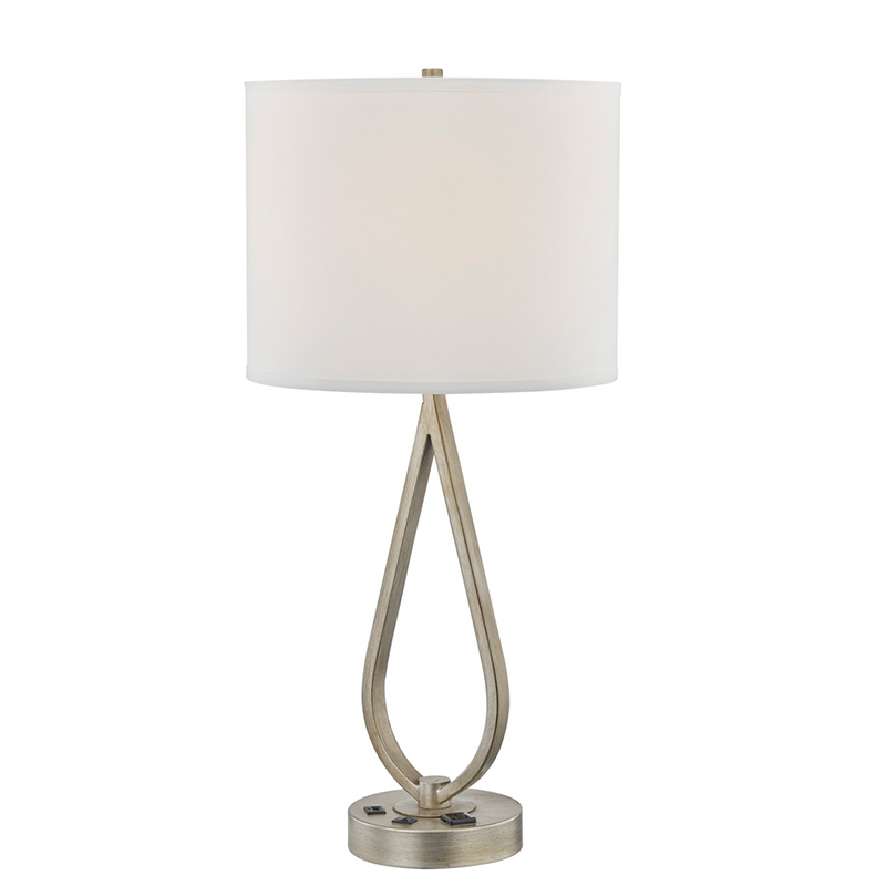 Sleep bureaulamp met antieke zilveren afwerking, een bureaulamp met een handige uitlaat en een USB -poort