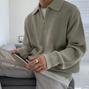 Pullover Jumper Men\'s herfst en winter verdikte halve coltrui zip trui