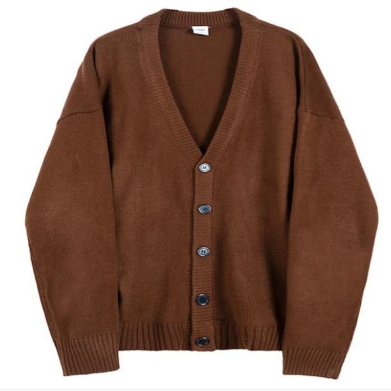 Herfst/winter lange mouw gebreide losse vest v-hals top mannen trui