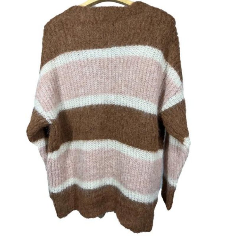 Dames 's mohair stripet gebreide trui trui