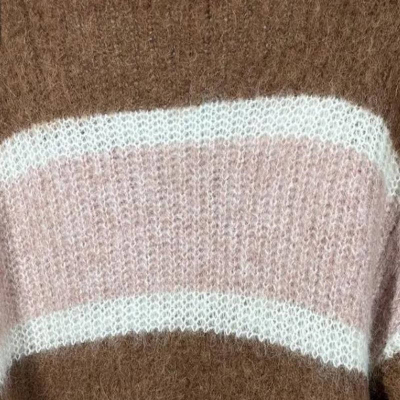 Dames 's mohair stripet gebreide trui trui
