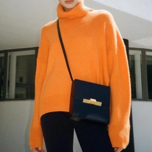 Solid Turtle Neck Women\'s Loose Sweater