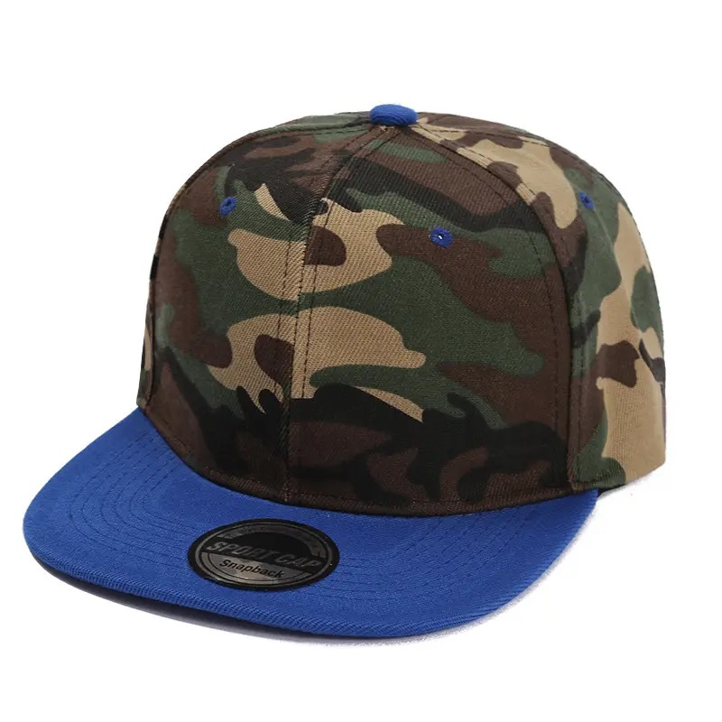 Borduurwerk gemonteerd pet zwarte snapback honkbal pet hoed camouflage contrast kleur